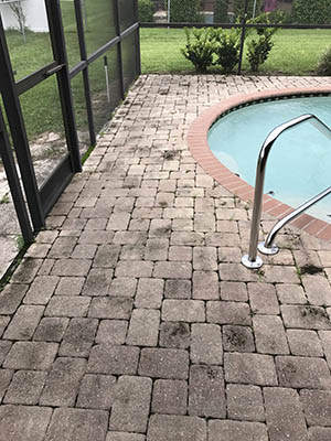 pool paver cleaning before cleaning